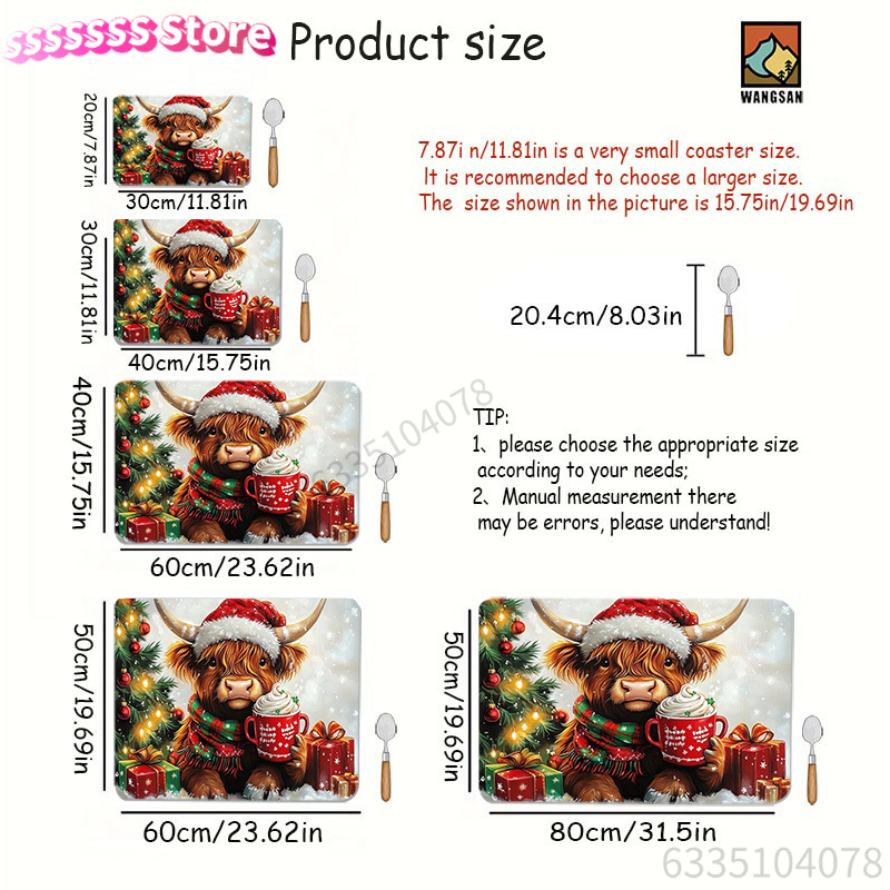 Highland Cow and Christmas Tre - Cow Mat Rubber ulasan dan harga