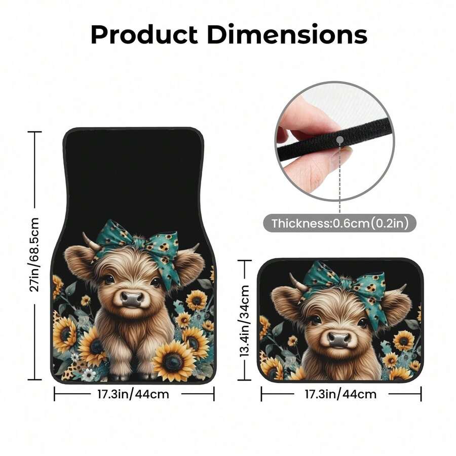4-Piece Highland Cow Car Floor - Cow Mat Rubber ulasan dan harga